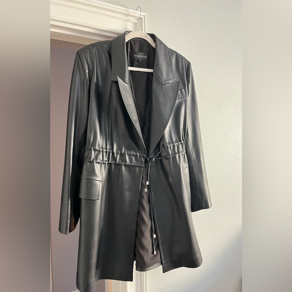 Selma Cilek Vegan Leather Tie Front Blazer